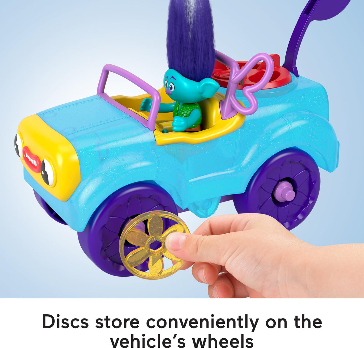 Fisher-Price Imaginext DreamWorks Trolls Toys Branch's Buggy, Push-Along Car & Figure Playset for Pretend Play Kids Ages 3+ Years