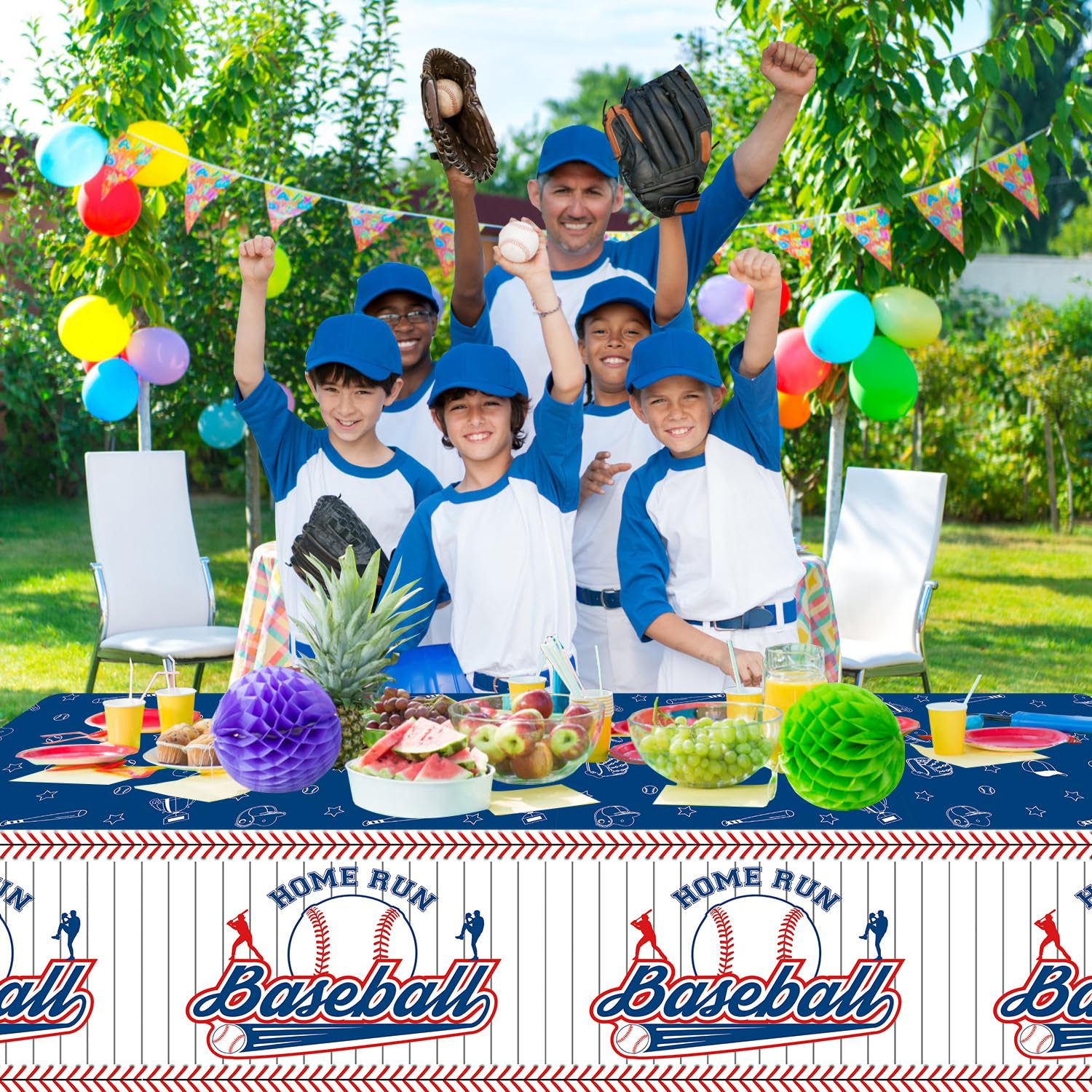 PTECDROTS 4 Pcs Baseball Tablecloths, Plastic Baseball Table Covers Rectangular Table Cloth for Baseball Themed Party Supplies Sports Event Birthday