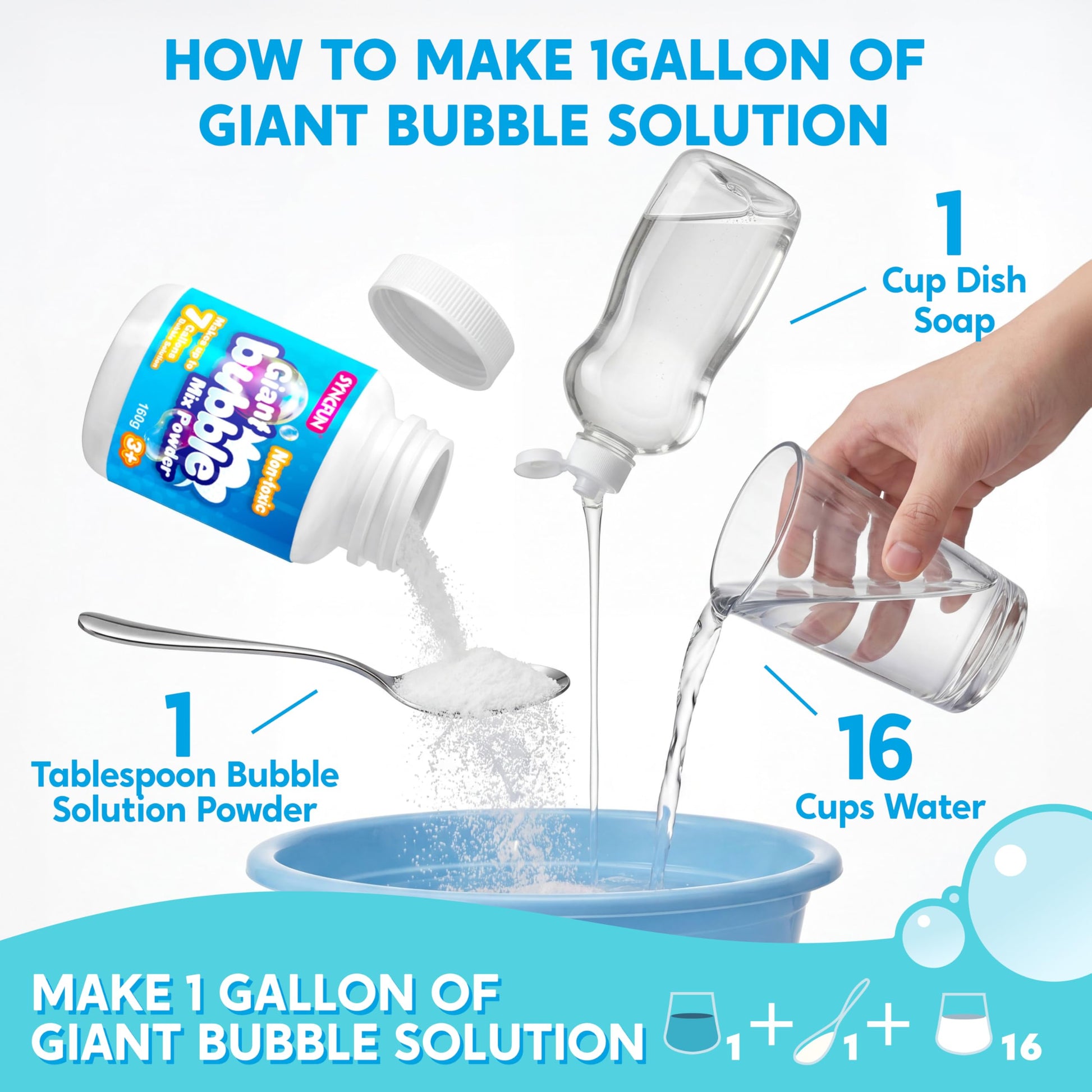JOYIN SYNCFUN Giant Bubble Solution Makes 7 Gallons (896 OZ), Non Toxic Giant Bubble Mix Powder, Concentrate Solution Refill for Wands, Machine
