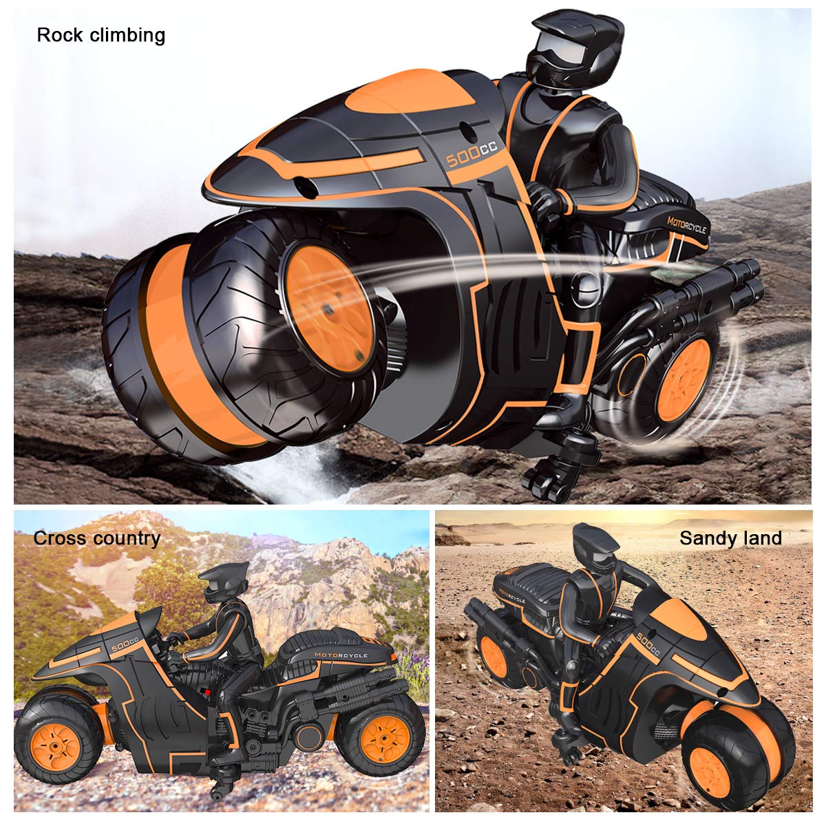 Karoter Remote Control Motorcycles, 360° Spinning Action Rotating Drift Stunt Motorbike 2WD High Speed Rc Motorbikes 2.4Ghz Radio Control Motorcyle