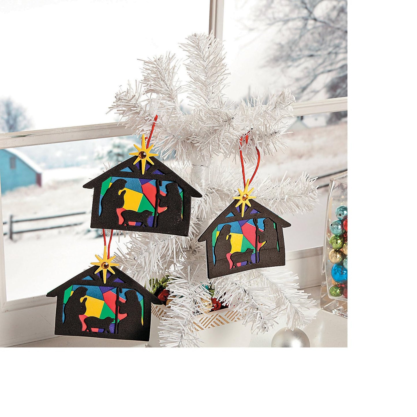 Nativity Silhouette Foam Ornament Craft Kit - Makes 12 - Sunday School Religious Crafts for Kids and Fun Home Activities