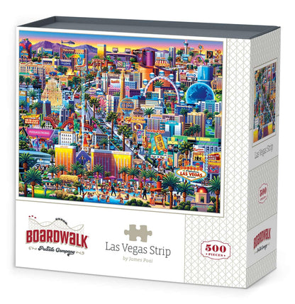 Boardwalk Las Vegas Strip 500 Piece Jigsaw Puzzle Fun Colorful Nevada Puzzles with Premium Box, Gift for Adults and Family 16"x20"