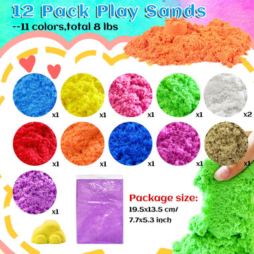 Dshengoo 12 Pack Colorful Play Sands,8 lbs Crafts Sand Art Kit Sensory Play Refill Bulk for Kids,Christmas,Parties,Decorations,Weddings,11 Colors