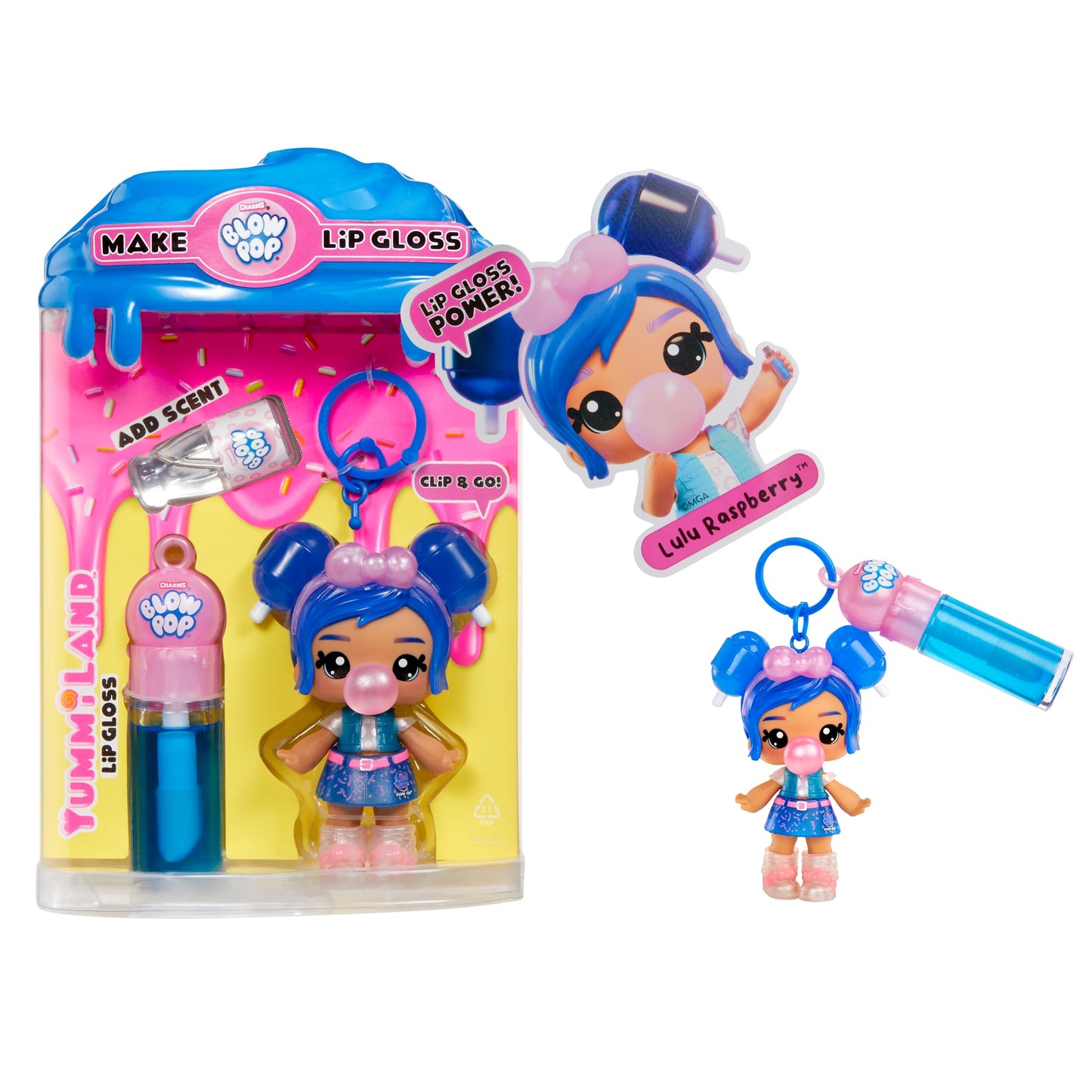Yummiland Lip Gloss Doll- Licensed Sweets- Blue Raspberry Blow Pop