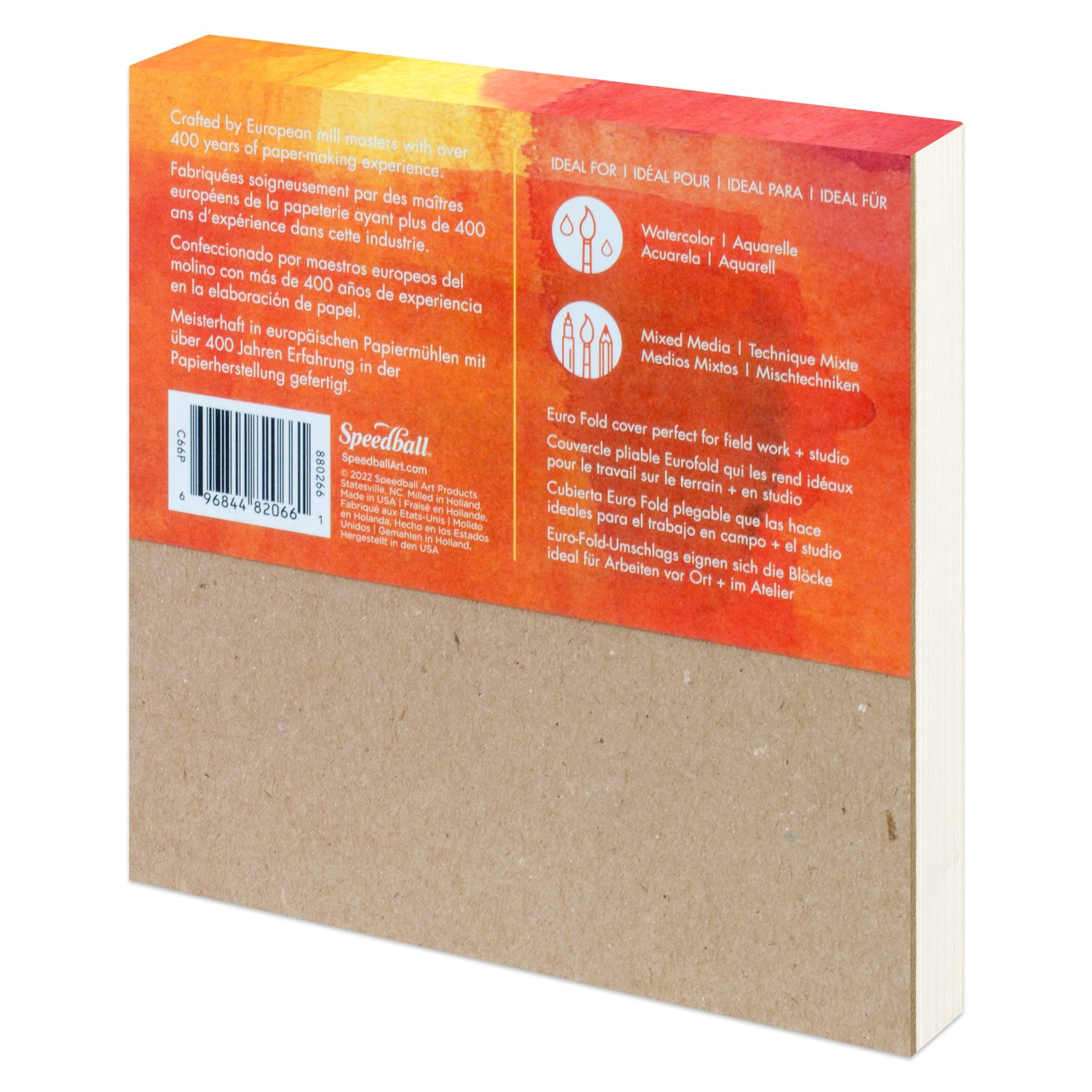 Fluid Watercolor Paper Fold Over Pad, 6 x 6 inches, 20 Sheets, 140 lb (300 GSM) Cold Press for Artist Painting and Wet Media