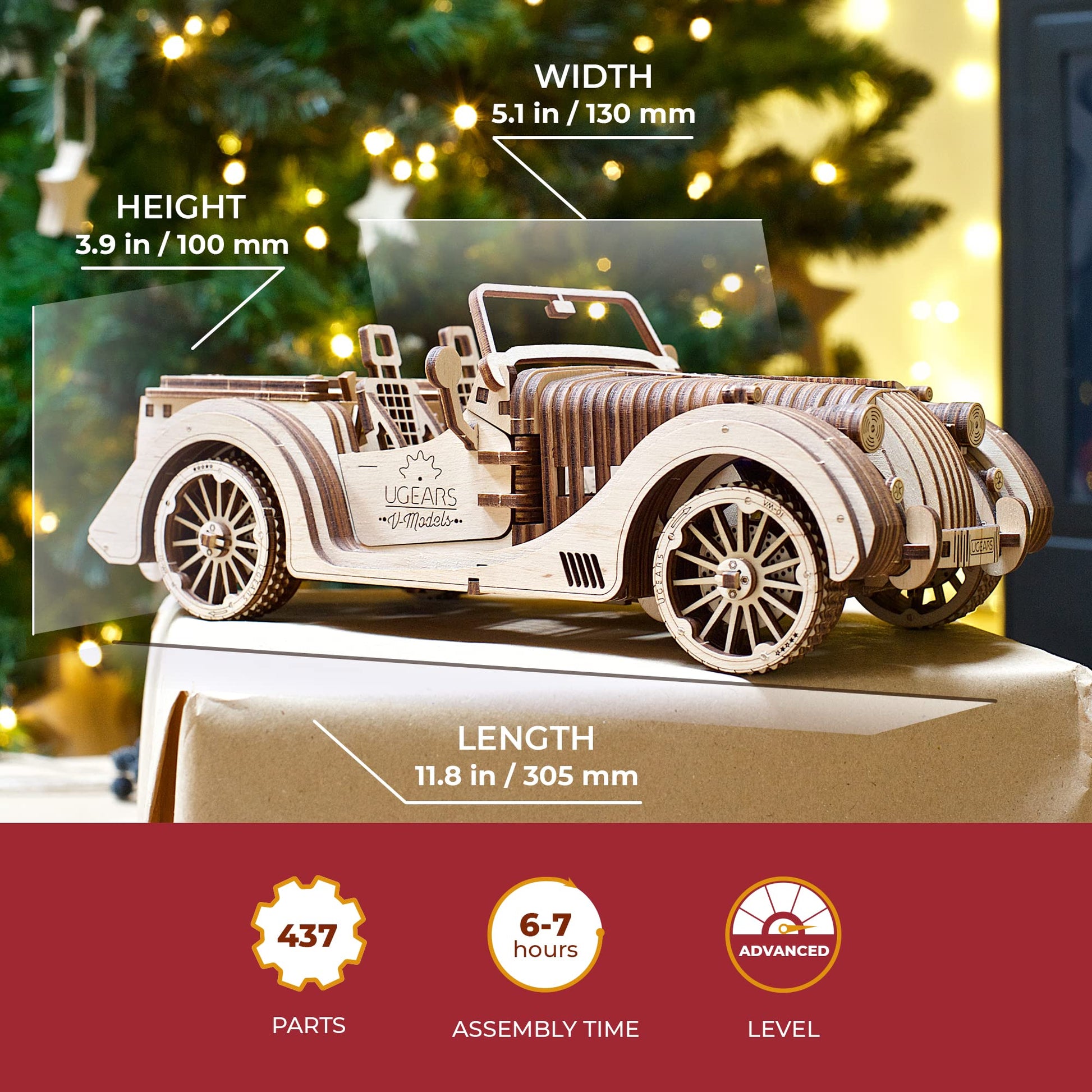 UGears Mechanical Models Roadster VM-01 3-D Wooden Puzzle