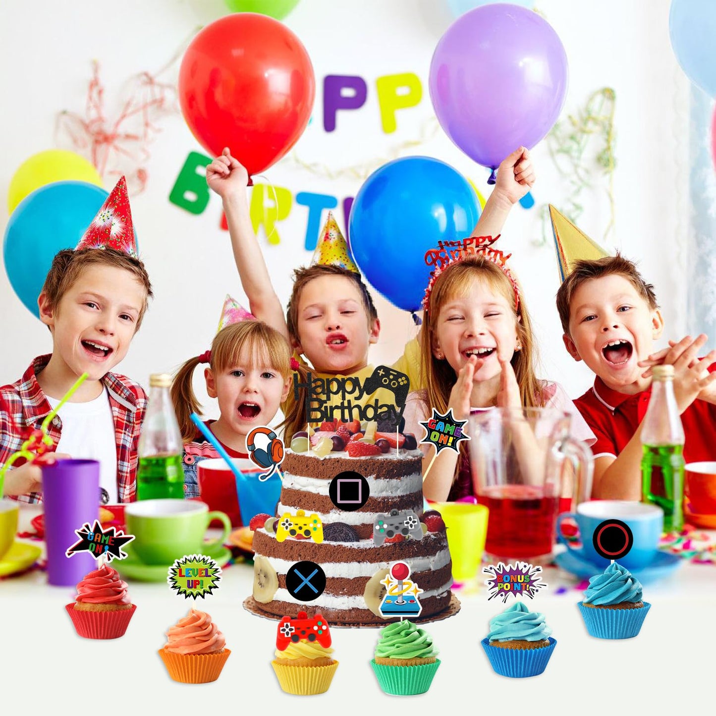 17 Pcs Video Game Cake Topper Decoration for Birthday Party Supplies