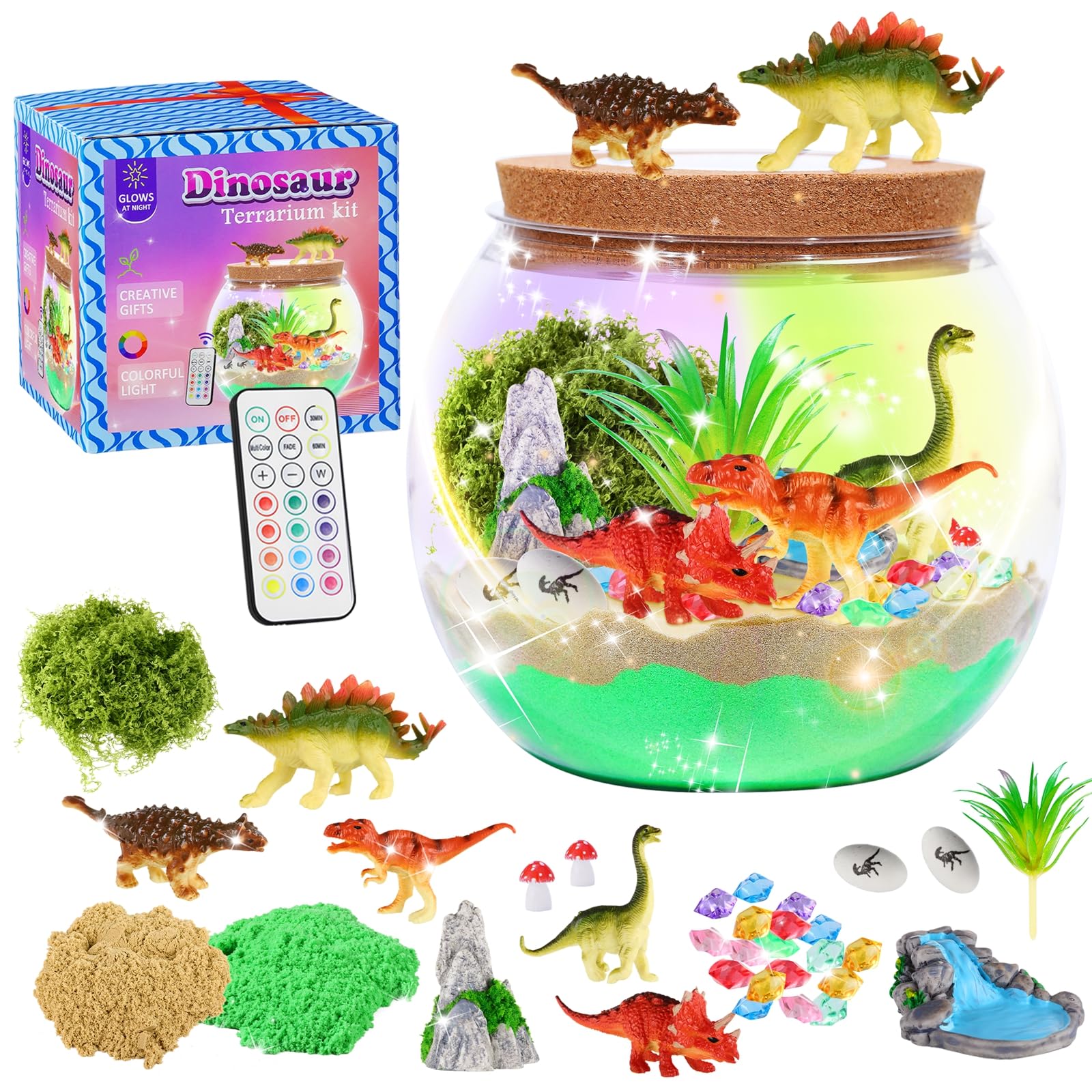 Hannstar Dinosaur Activities Toys-Dinosaur Terrarium Craft Kits for Boys, Birthday Gifts for Boys, Dino Arts and Crafts Kit for Kids