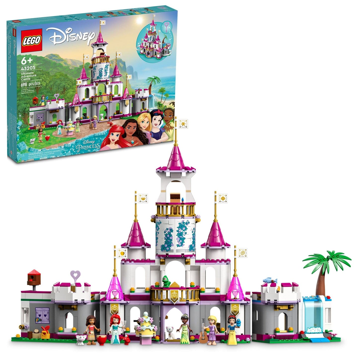 LEGO Disney Princess Ultimate Adventure Castle 43205 Building Toy with 5 Princess Mini-Dolls Including Ariel, Rapunzel and Snow White(Packaging May