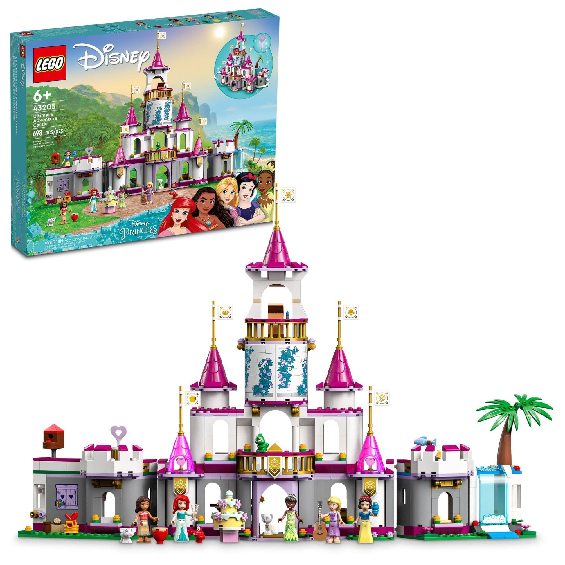 LEGO Disney Princess Ultimate Adventure Castle 43205 Building Toy with 5 Princess Mini-Dolls Including Ariel, Rapunzel and Snow White(Packaging May