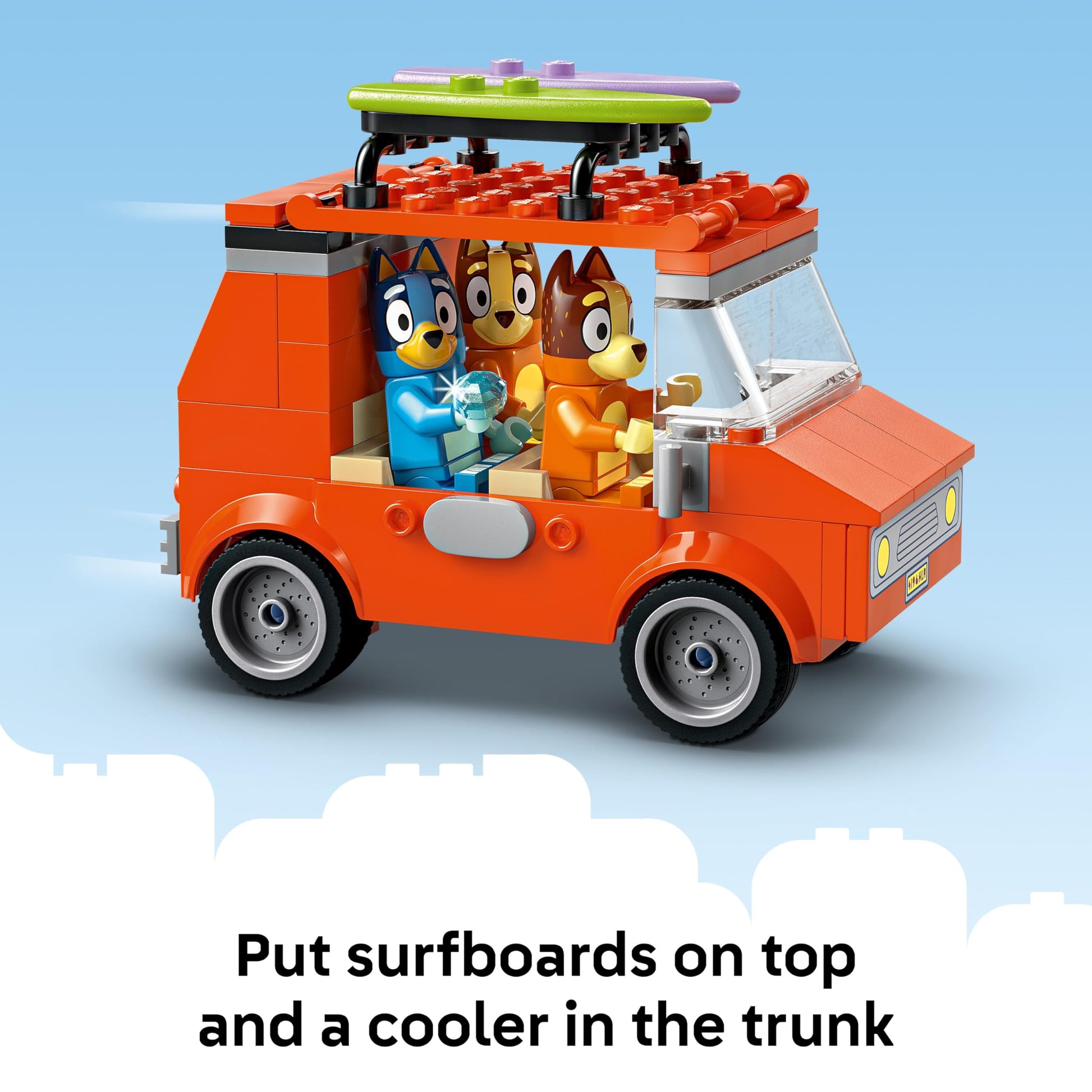 LEGO Bluey: Bluey’s Beach & Family Car Trip - Toddler Learning Toy for Kids 4+ - Includes Bluey, Bingo, and Mum Minifigures - Birthday Gift for Boys