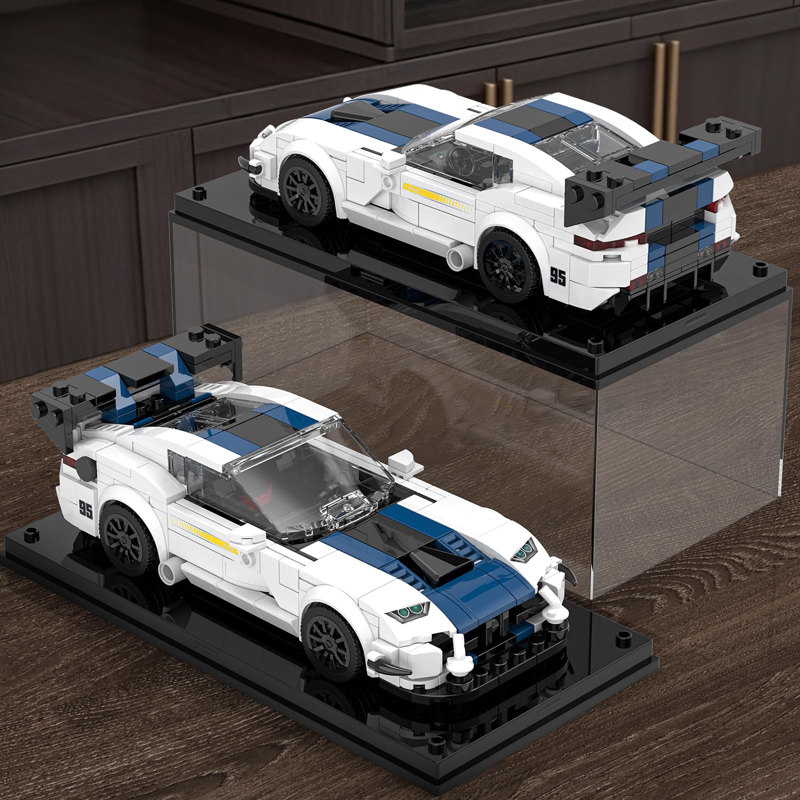 Mould King 27095 Viper ACR Speed Champion Technik Car Building Set & Acrylic Display Case, MOC Classic Race Cars Birthday Gifts for Adults/Teens