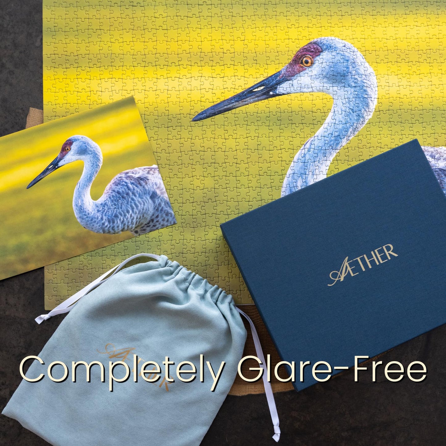 Aether Puzzles - The Sandhill Crane, Premium 1000 Piece Jigsaw Puzzle for Adults, Glare-Free, Soft-Touch Puzzles, Made in USA, Puzzle Lovers Gift