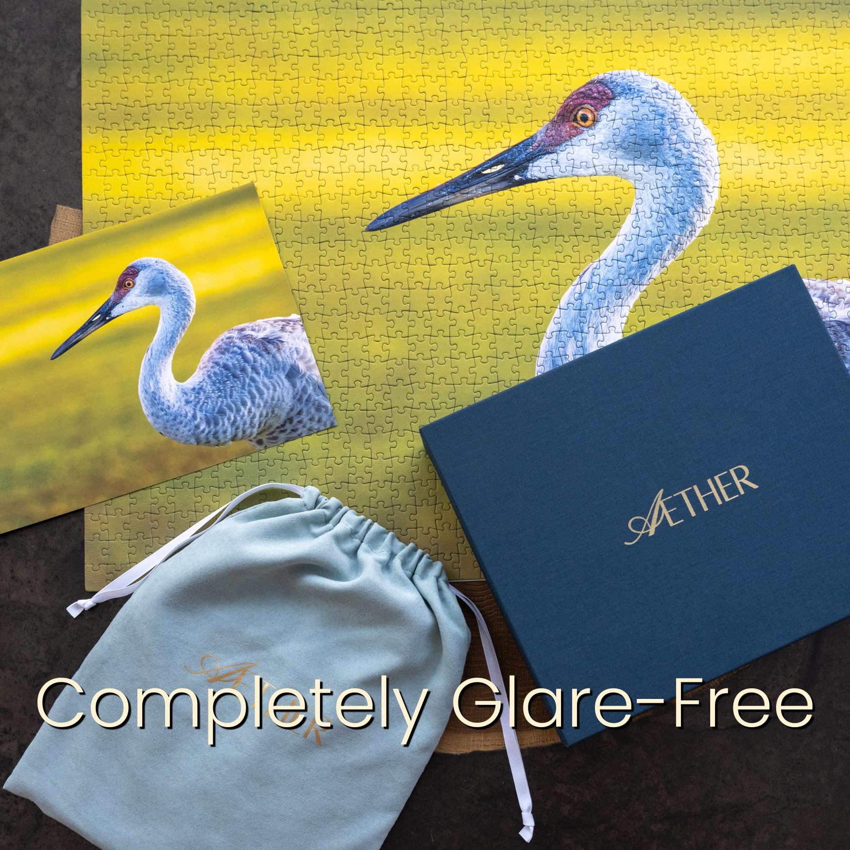 Aether Puzzles - The Sandhill Crane, Premium 1000 Piece Jigsaw Puzzle for Adults, Glare-Free, Soft-Touch Puzzles, Made in USA, Puzzle Lovers Gift