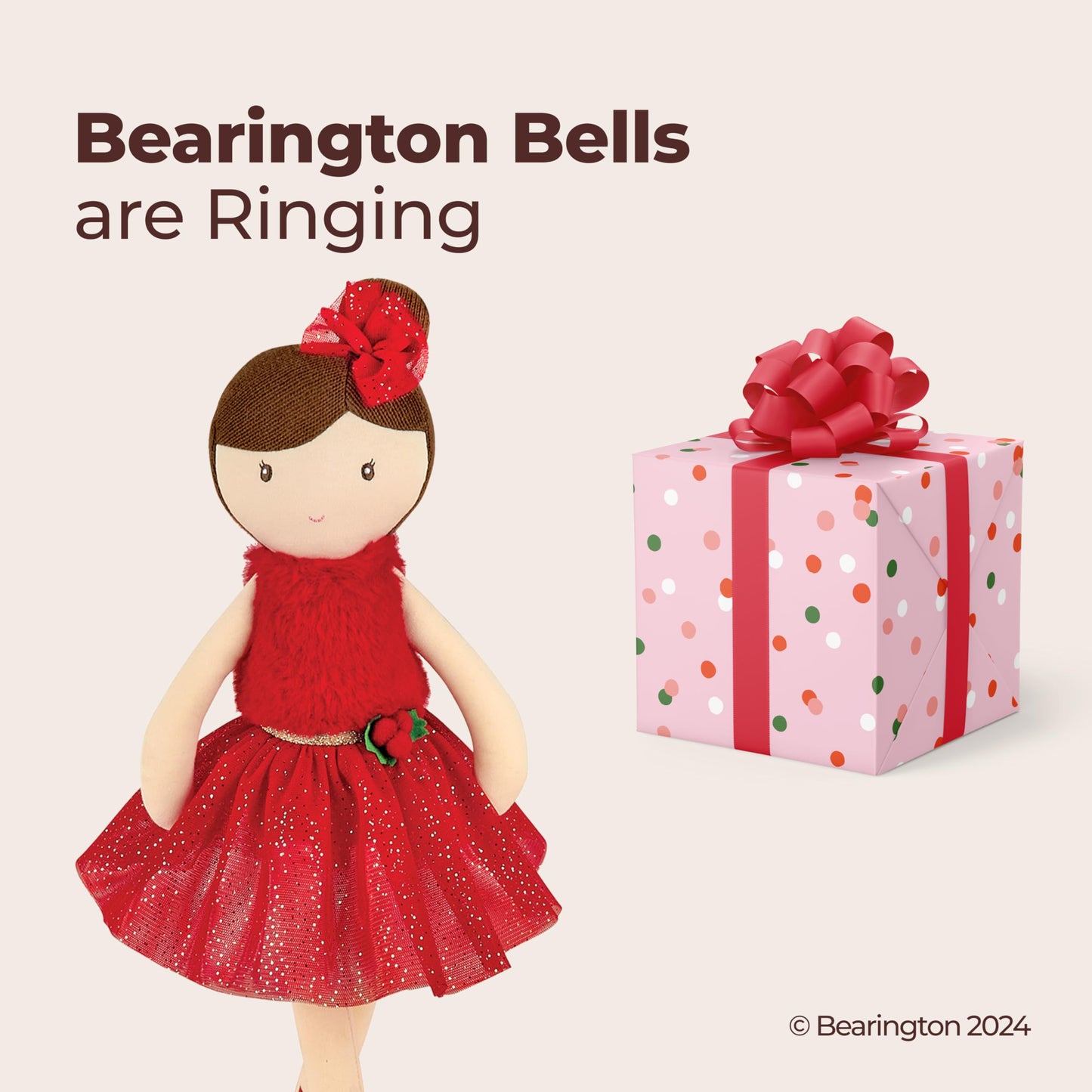 Bearington Collection Evie Christmas Plush, 16.5 Inch Ballerina Doll