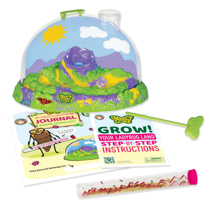 Insect Lore Live Ladybug Growing Kit - Land Habitat with 10-15 Live Pink Spotted Larvae for Kids - Raise, Observe and Release