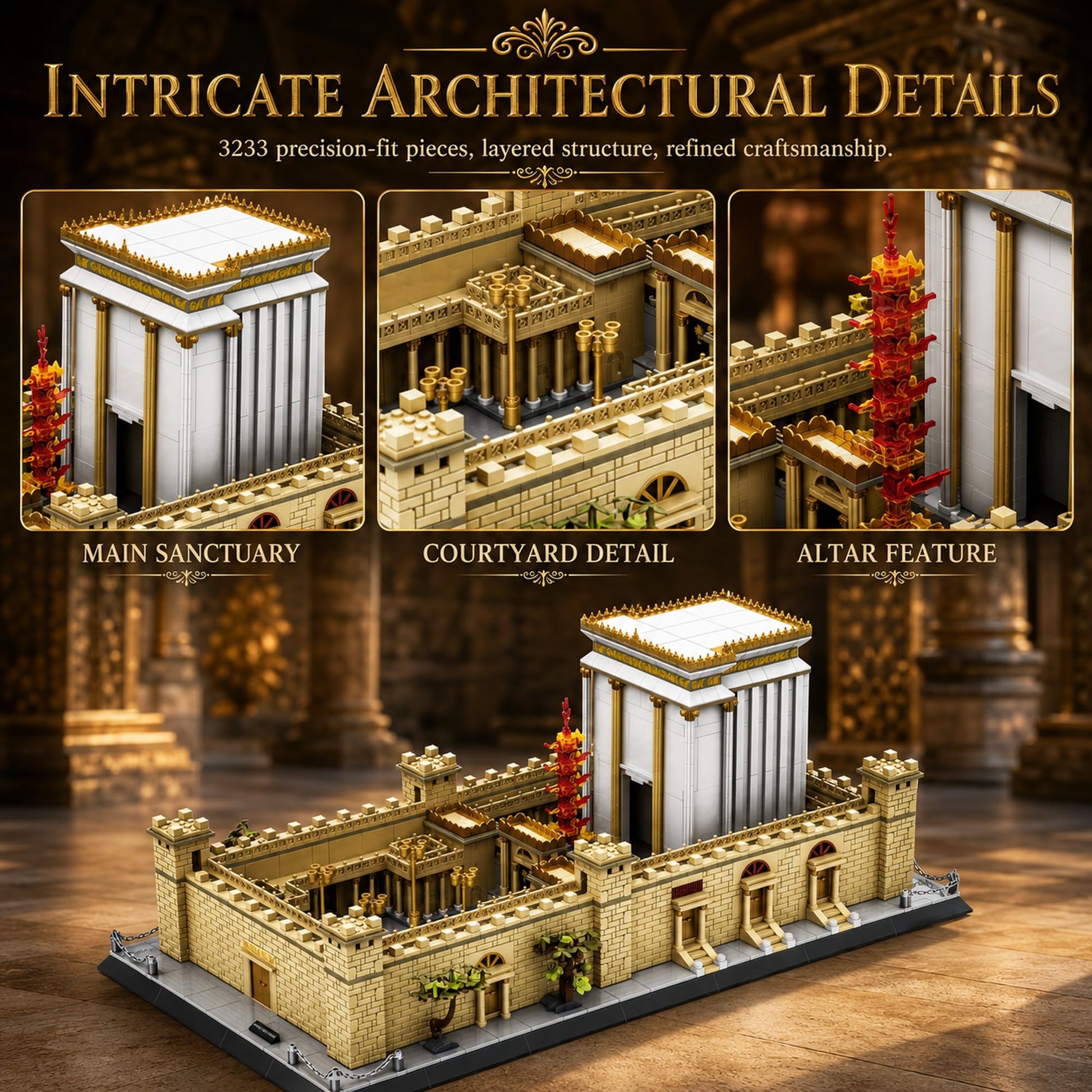 LQPFBSM Jerusalem Temple Building Blocks Sets Judaism Architecture Building Toys Solomon’s Holy Temple Model Toys Judaica & Christian Bible Gift