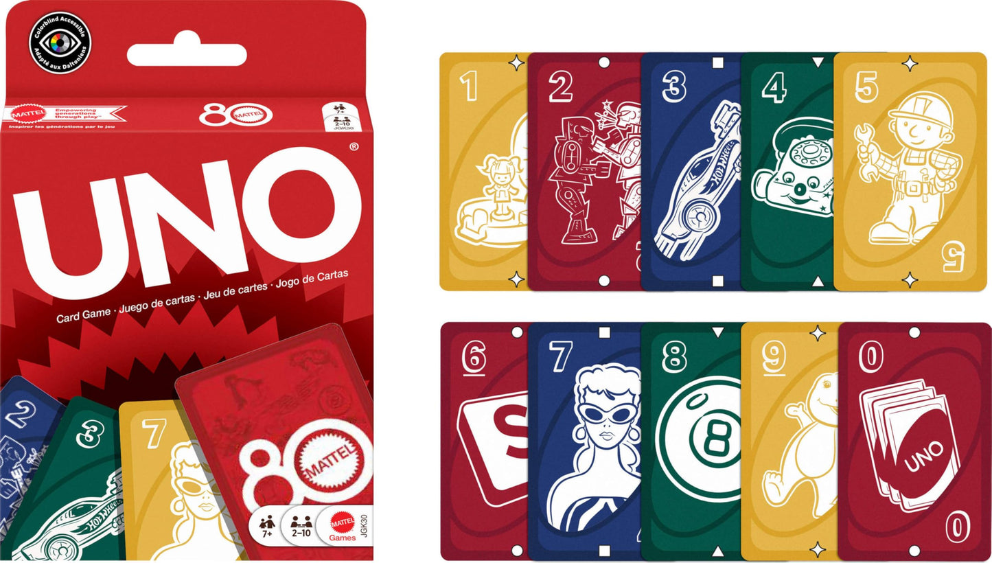 Mattel Games UNO Mattel 80th Ruby Red Card Game for Kids, Adults & Family Nights, Game Nights, Travel, Camping & Parties.
