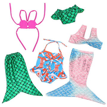Barwa 18 Inch Doll Clothes Accessories 3 Sets Princess Mermaid Tail Outfits Dress Swimsuit Bikini Tops Underwear Swimwear for 18 Inch Dolls