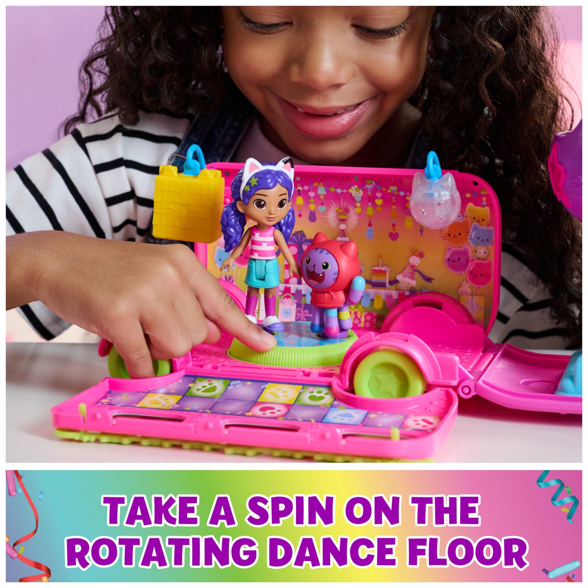 DreamWorks GABBY'S Dollhouse Celebration Party Bus, Transforming Playset with Gabby & DJ Catnip Toy Figures & Dollhouse Accessories, Kids Toys
