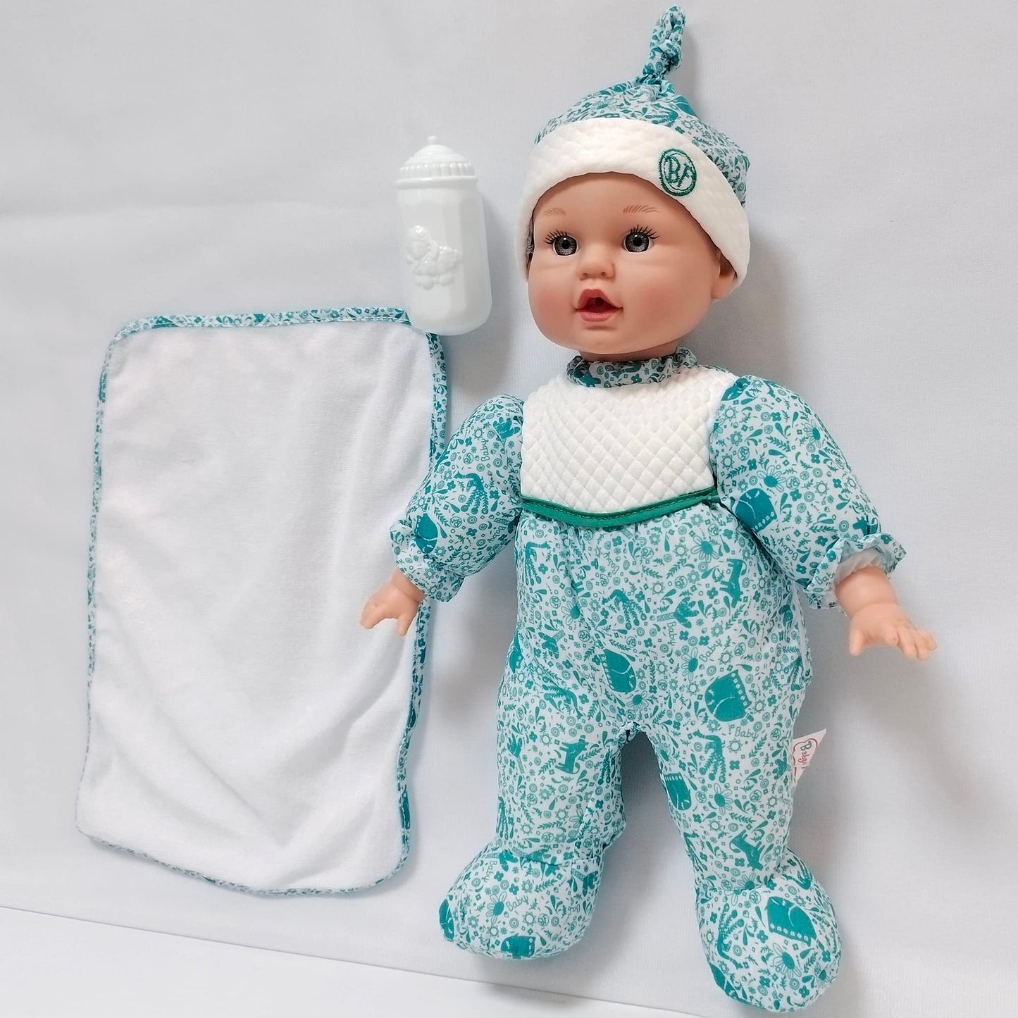 Goldberger Baby's First Baby Talker Interactive Baby Doll with Teal Outfit & Matching Cap