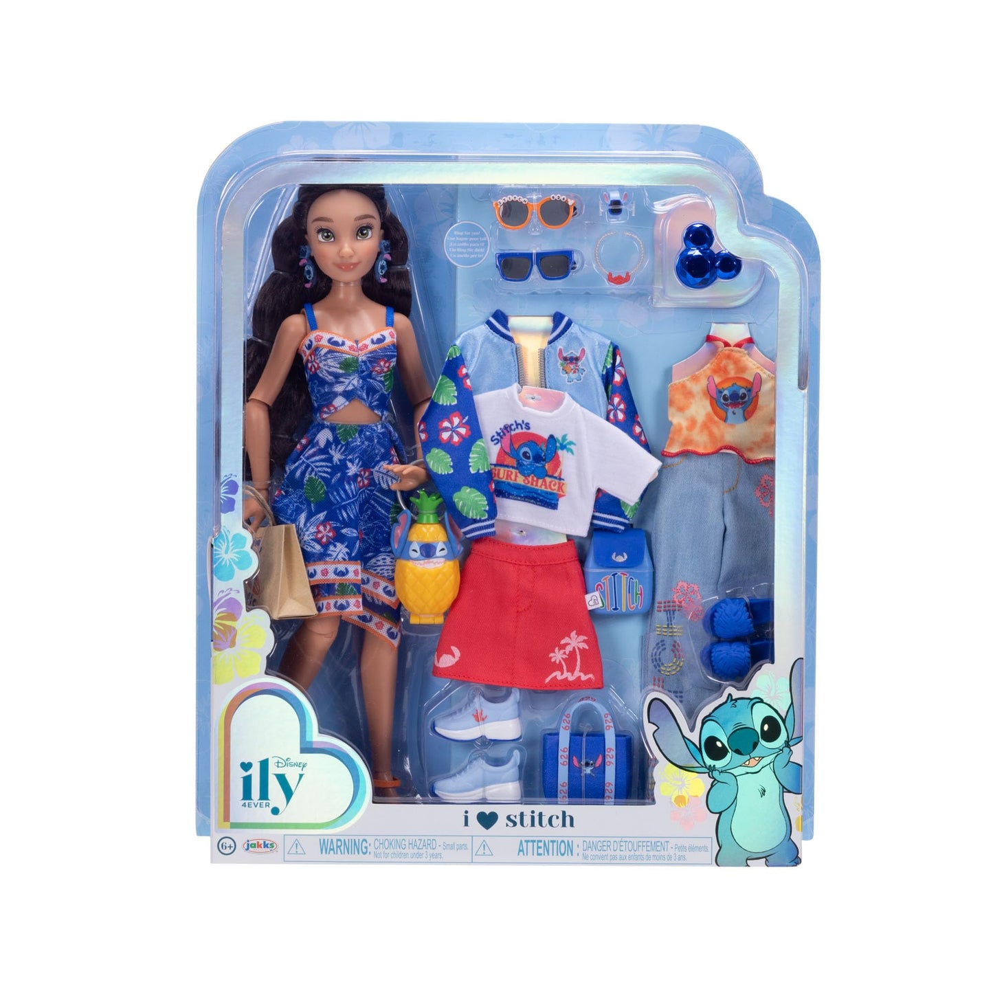 Disney ILY 4ever Fashion Dolls Inspired by Stitch 11.5" Tall with 13 Points of Articulation, Multi-Outfit Closet Set and a Glittery Mickey Ring for