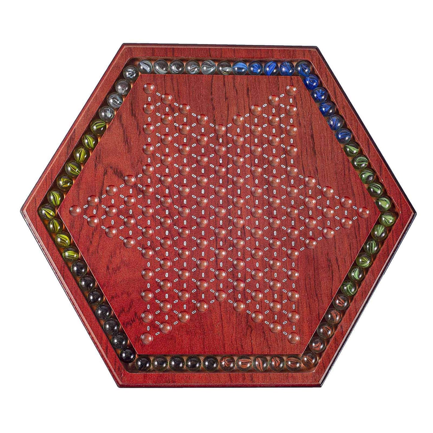 AMEROUS 13.6 inches Wooden Chinese Checkers Board Game Set with 60 Colorful Glass Marbles, Classic Strategy Game for Kids, Adults, Whole Family Play