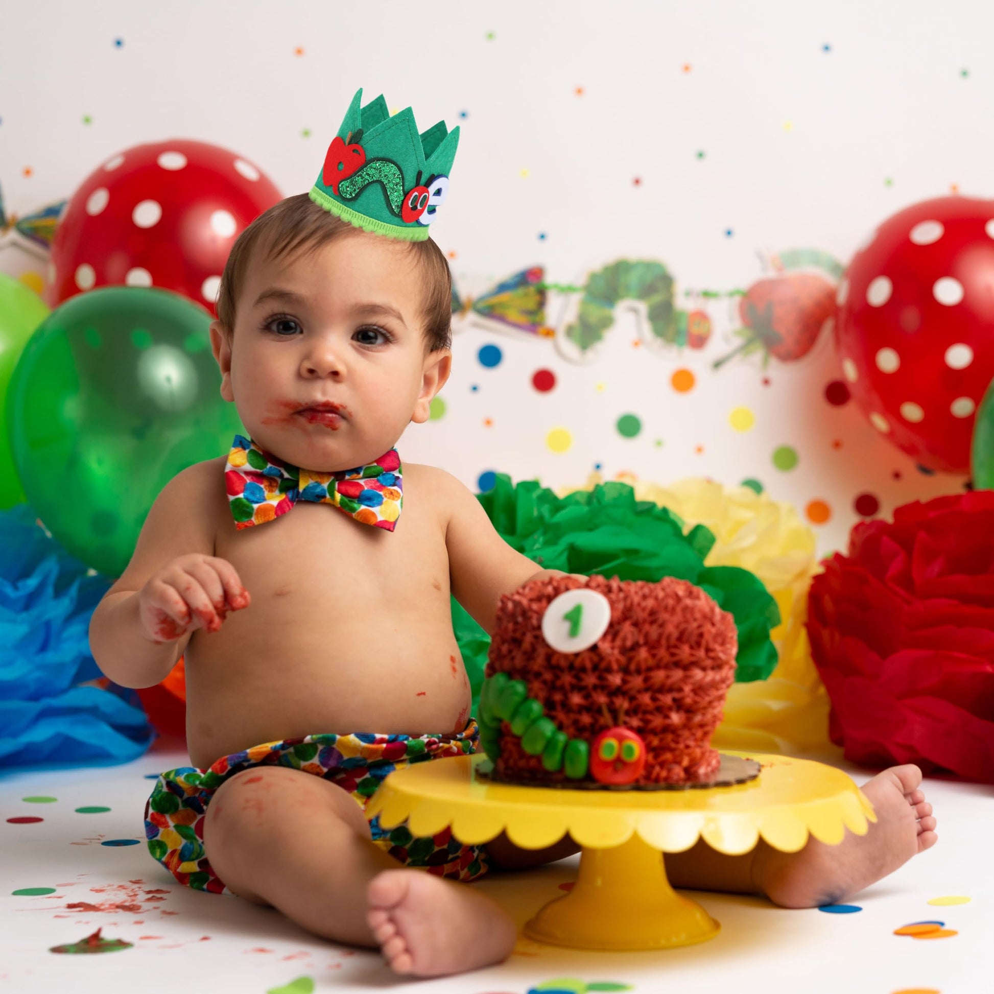 Caterpillar 1st Birthday Crown - Fruit Themed 1st Birthday Party Decorations, Caterpillar Smash Cake Party Crown, Boys Photo Props, Fruit Party Hat