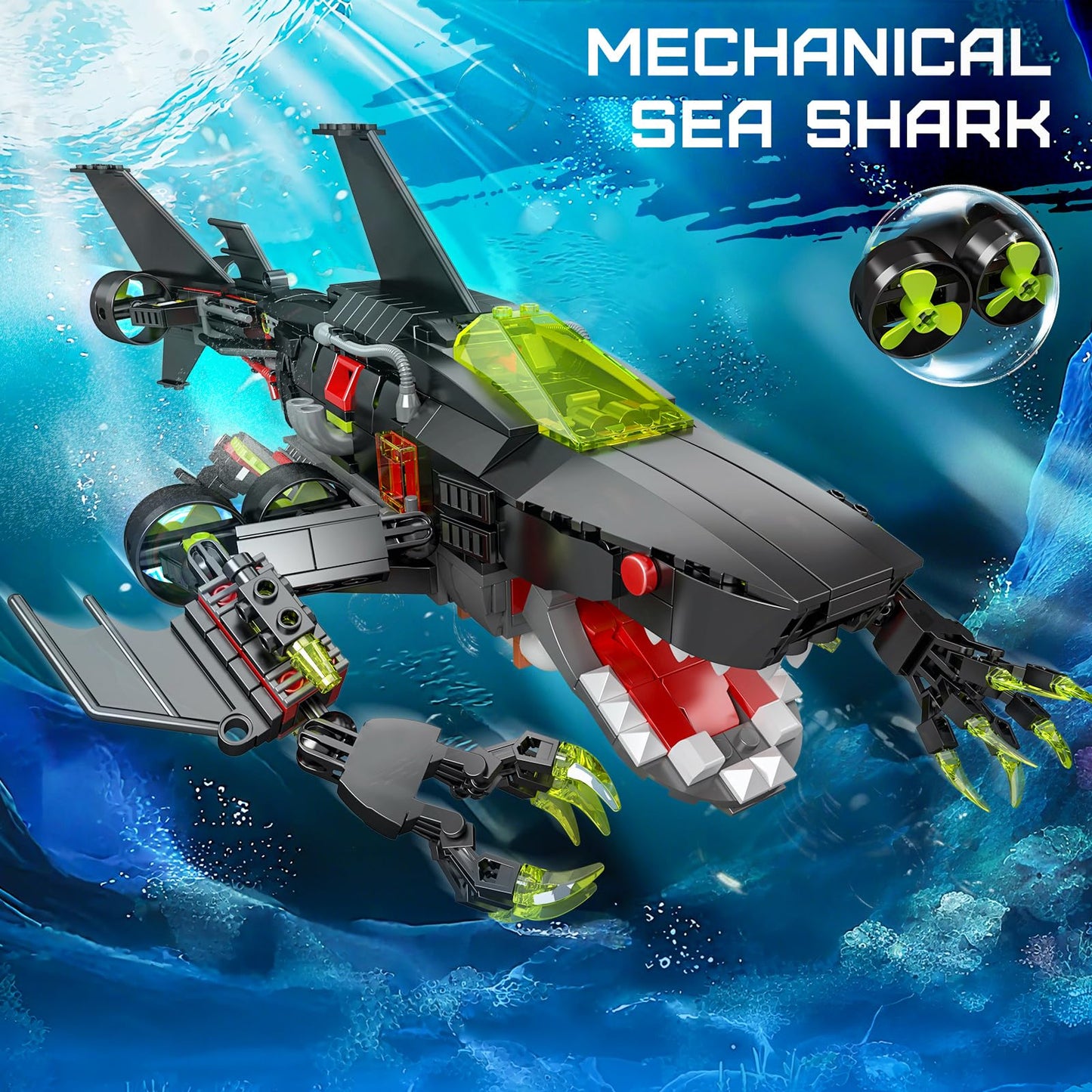 Mould King 10183 Shark Building Set - 1031 PCS Movable Ocean Animal, Realistic Shark Model Kit for Adults and Kids Who Love Animal Building Toys