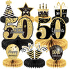 9 Pieces 50th Birthday Decoration 50 th Birthday Centerpieces for Tables Decorations Cheers to 50 Years Honeycomb Table Topper for Men and Women Fifty