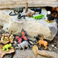 Safari Ltd In The Woods TOOB - Figurines: Elk, Otter, Monarch Butterfly, Black Bear, Snake, Eagle, Beaver, Doe, Grasshopper, Frog, Raccoon, Bison