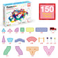PicassoTiles 150 Piece Race Car Track Building Block Educational Toy Set Magnet Tile Magnetic Blocks Playset 4 Cars Early STEM Learning Construction