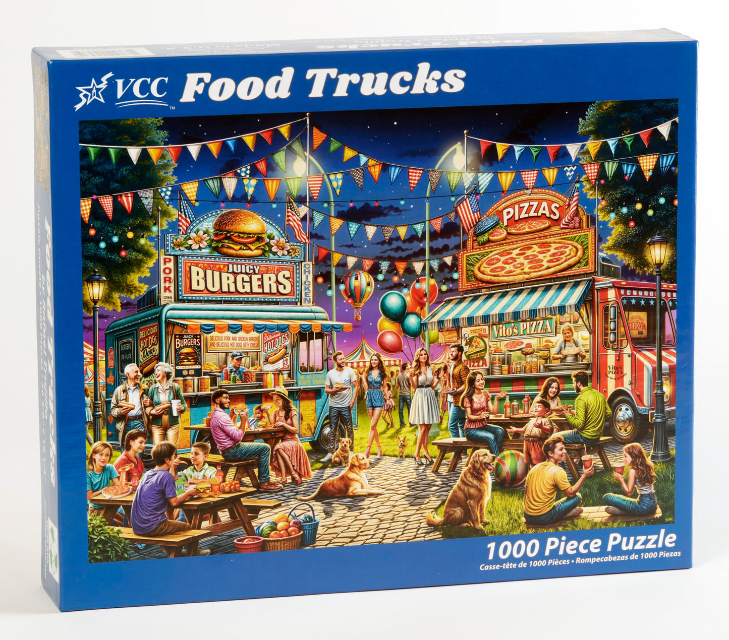 Food Trucks Jigsaw Puzzle 1000 Piece by Vermont Christmas Company - Fully Interlocking & Randomly Shaped Pieces - 26 5/8" x 19 1/4"