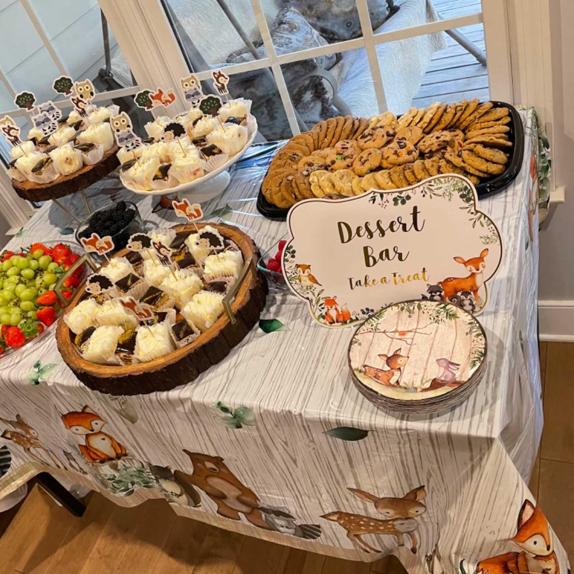 HEETON 3ct Woodland Plastic Tablecloth Creatures Fox Birthday Baby Shower Banner Wild One Welcome Baby Forest Animal Friends Garland Party Supplies
