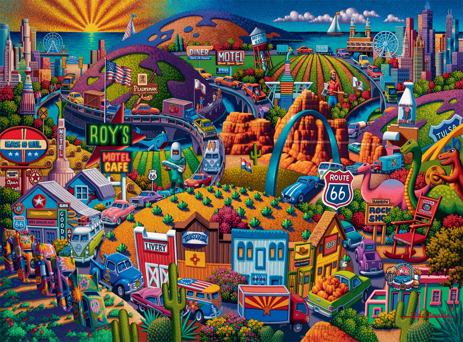 Buffalo Games - Eric Dowdle Get Your Kicks on Route 66-1000 Piece Puzzle