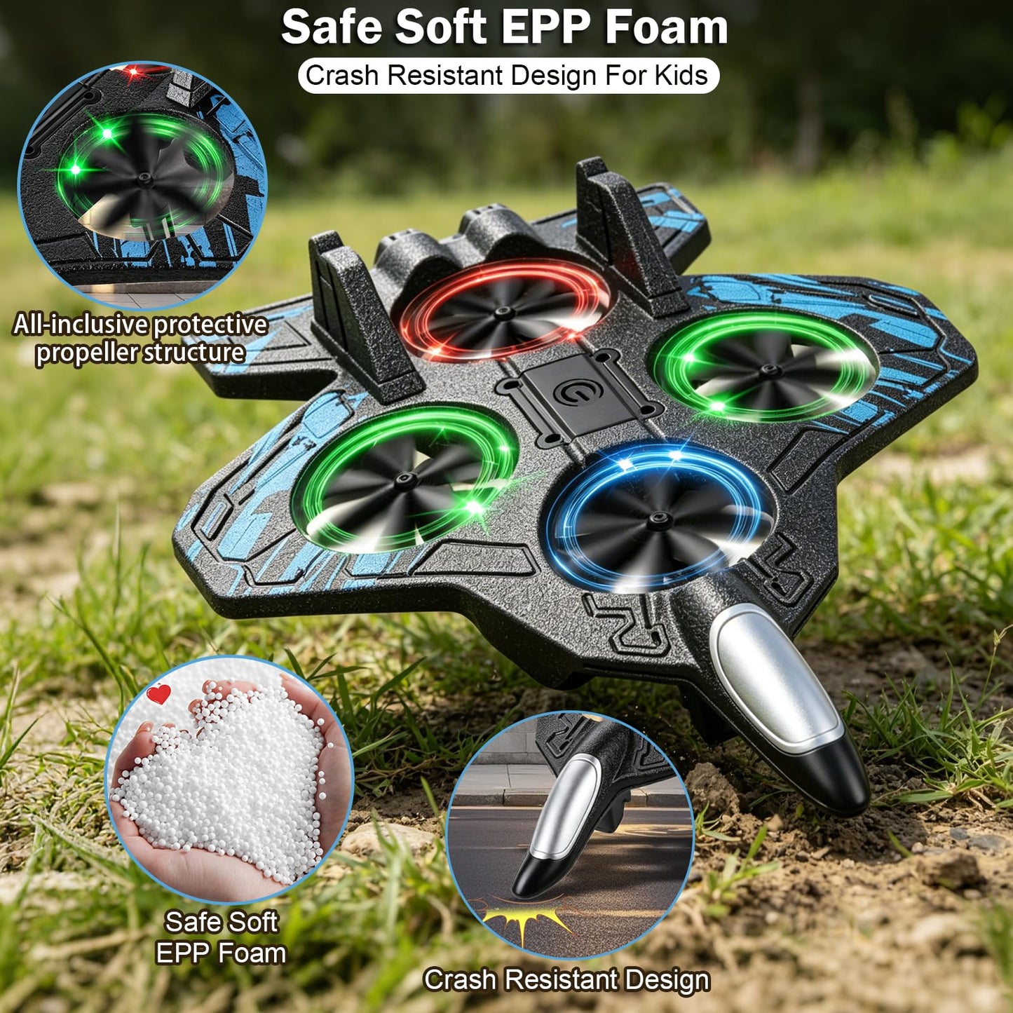 altoance Dazzling LED Stunt Toy Remote Control Aircraft for Kids, RC Quadcopter with 360° Flips and 30-Min Flight Time, Christmas Birthday Gift