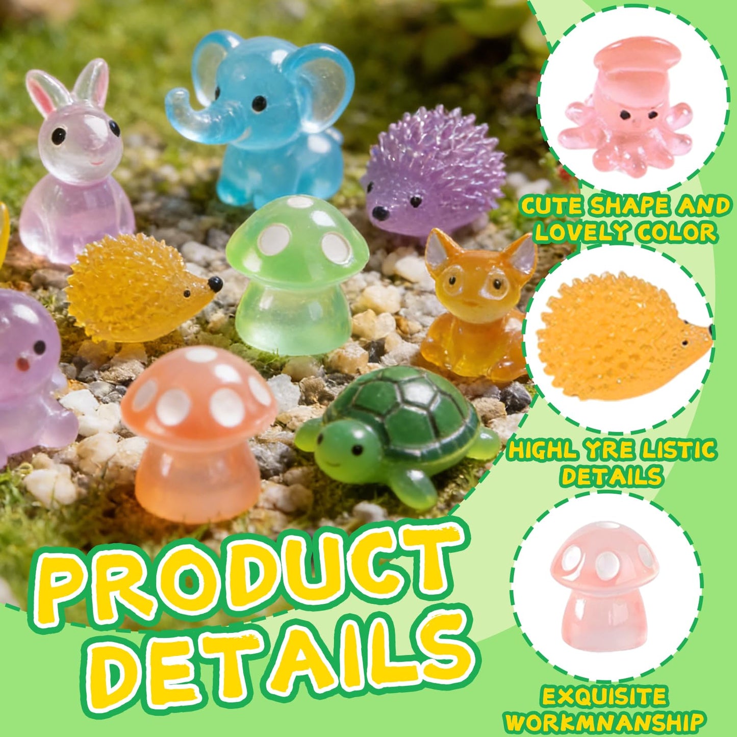 Guuozzli 200 Pcs Mini Resin Animals,Variety Little Small Figures Miniature,Tiny Resin Animals Bulk for Micro Fairy Garden Dollhouse Landscape