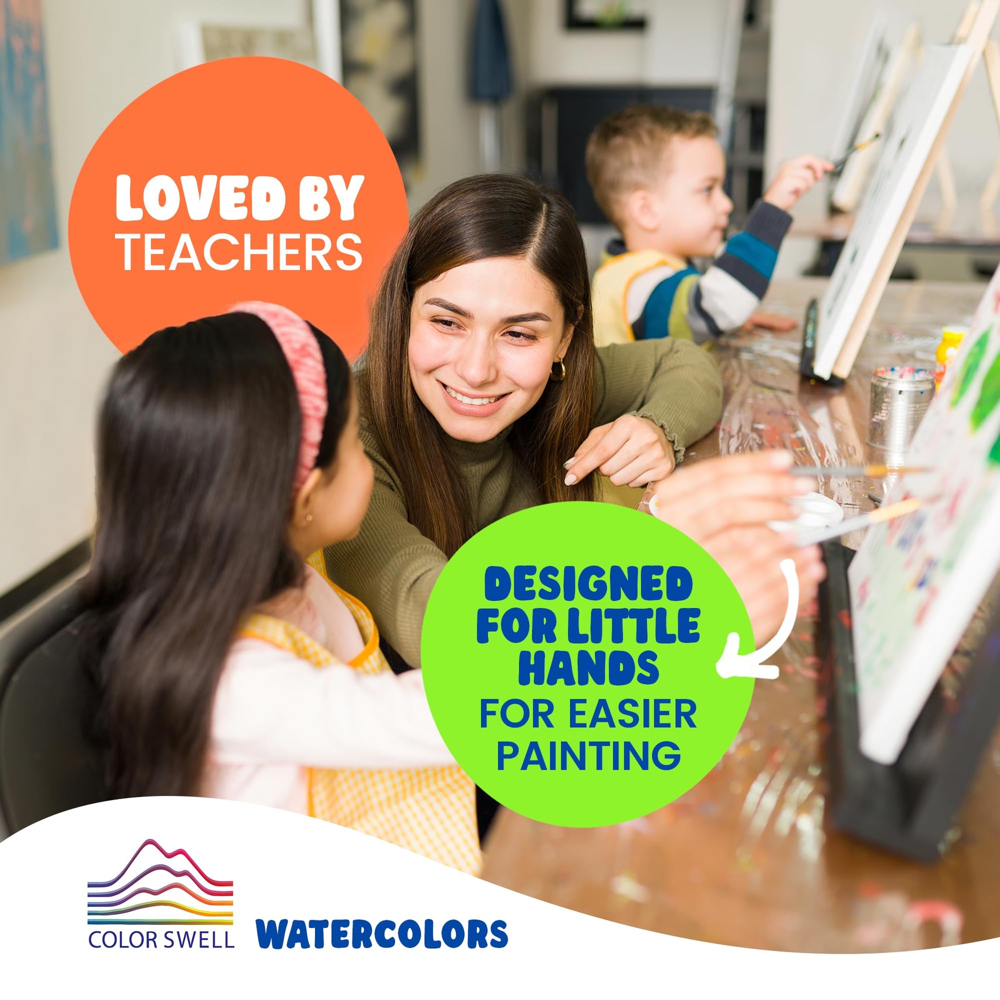Color Swell Bulk Watercolors Paint Pack with Wood Brushes - 36 Sets with 8 Washable Colors Each - Perfect for Kids, Classrooms, Parties, Students
