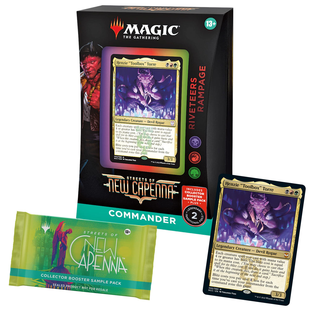 Magic: The Gathering Streets of New Capenna Commander Deck - Riveteers Rampage + Collector Booster Sample Pack