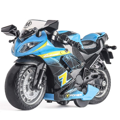 MING YING 66 Toy Motorcycle - Pull Back Toy Car with Sound and Light Toy,Toy Motorcycles for Boys,Toys for 3-9 Year Old Boys (Blue)