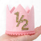 SYESQL Half Birthday Crown - 1/2 Birthday Hat for Baby Girls/Boys (Gold Pink)