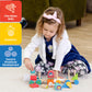 Jasey's Toy Chest Animal Friends Wooden Stacking Train | 16-Piece Train Set with 3 Interlocking Cars, 12 Colorful Double-Sided Animal Blocks |
