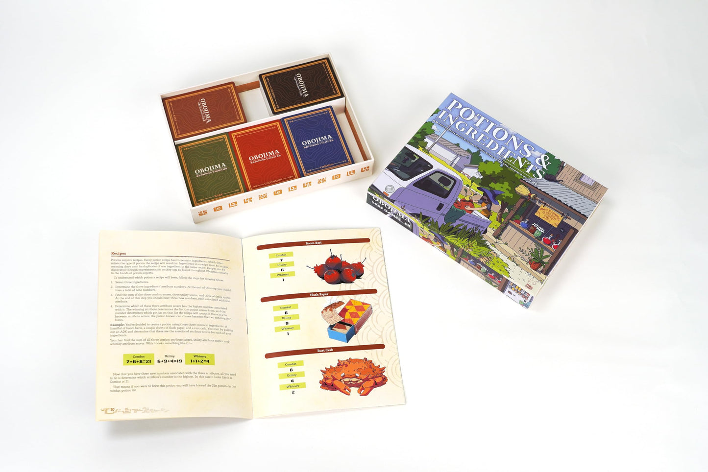 Obojima Potions & Ingredients Deck Box Tabletop Accessory with Illustrated Cards Supporting Potion Effects, Resource Tracking, Immersive Sessions