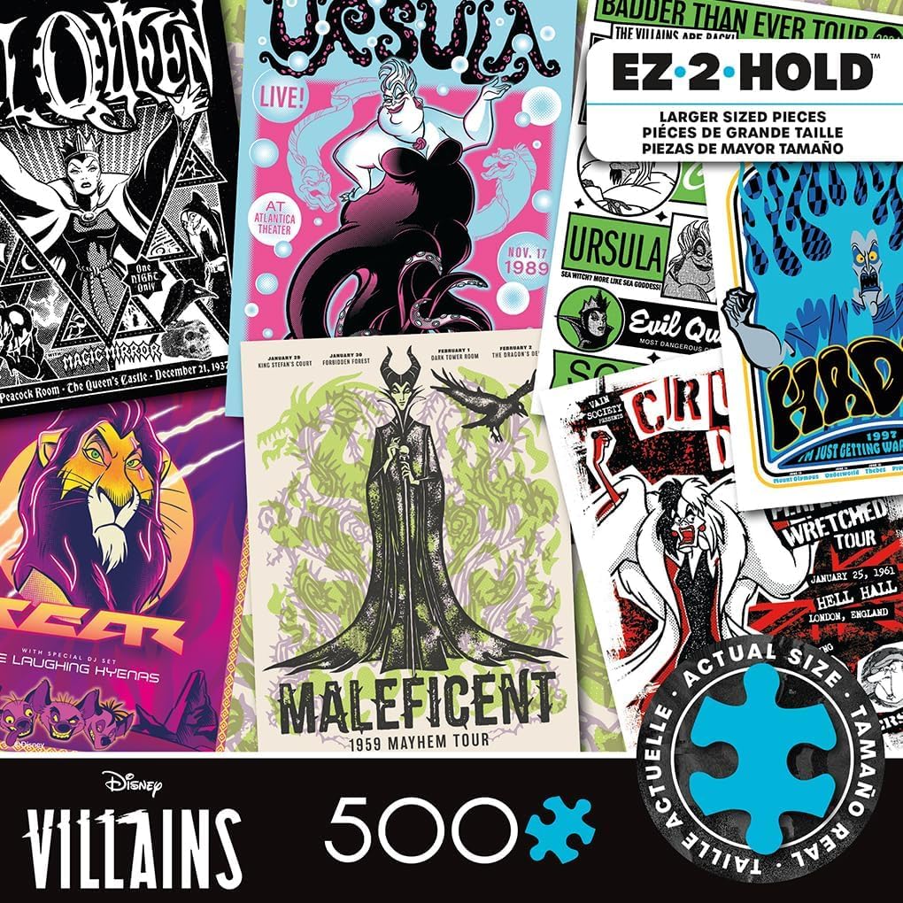 Ceaco - Disney Villains Gig Posters - 500 Large Piece Puzzle for Adults