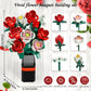 EXCOUP Flower Bouquet Building Set, Artificial Roses Toy Building Set with Vase, Building Blocks Flower Brick Toys for Home Office Decoration, Ideal
