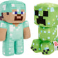 Mattel Minecraft Plush Figure 2-Pack, Steve in Diamond Armor & Charged Creeper Set, Soft Character Dolls in 8-inch Scale