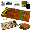 Large 23 inches Horse Race Board Game with Luxury Metal Numbered Horses, 4 in 1 Foldable Wood Horse Race Board Game with Dice Poker Chips/Chess