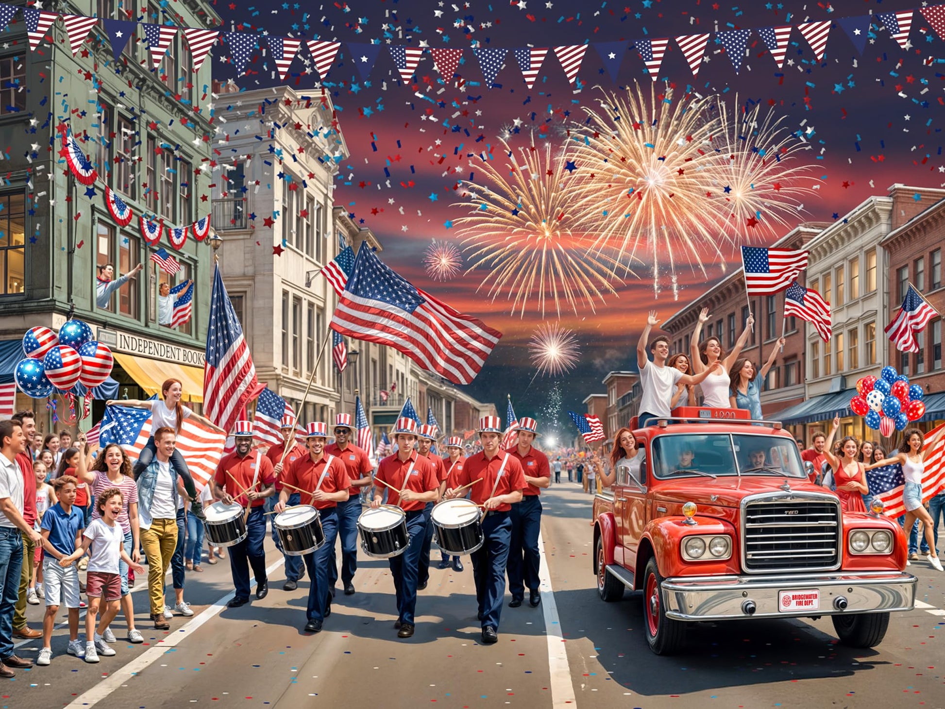 Parade on the 4th of July Jigsaw Puzzle 550 Piece - Fully Interlocking & Randomly Shaped Pieces - 24" x 18" - Summer Holiday Puzzles for Families