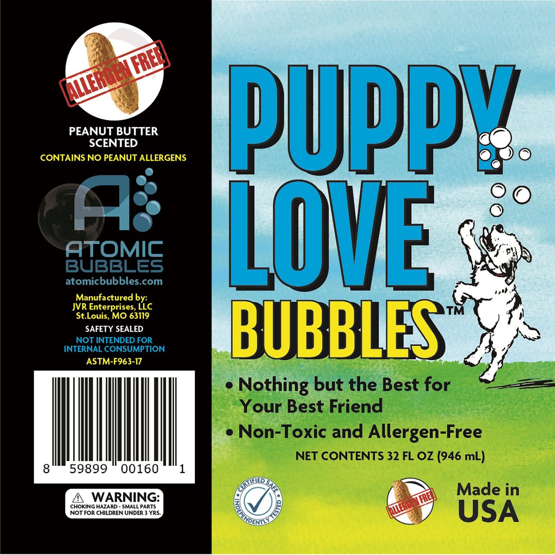 Puppy Love Bubbles - 4 oz Peanut Butter Scented Bubbles for Dogs