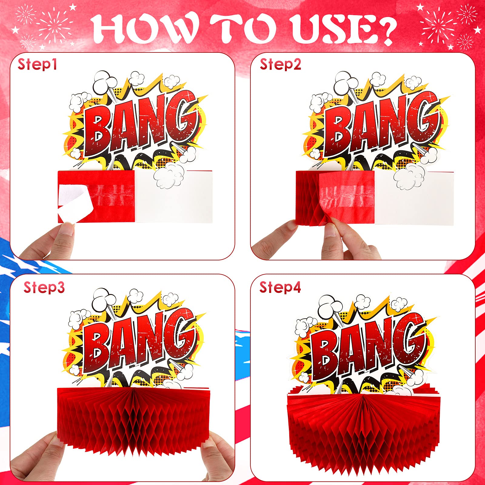 Skylety 6 Pcs Hero Party Decoration for Class Honeycomb Centerpieces 3D Table Topper Paper Large Word Action Sign Table Topper Decor 7.5 x 7.8 Inch